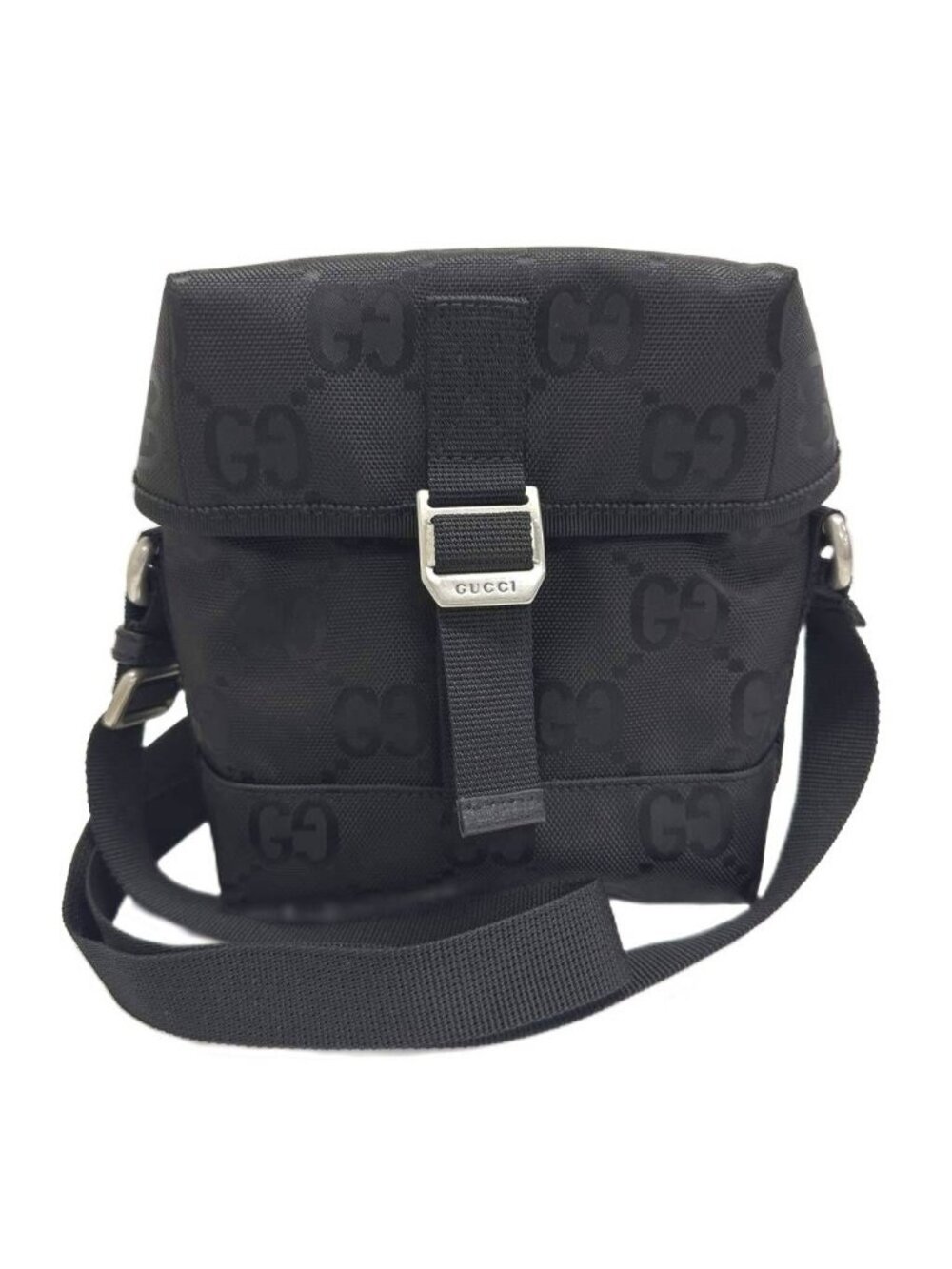 Gucci Off the Grid GG Logo Nylon Shoulder Bag Black